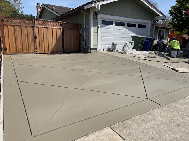 New concrete driveway at a Concord, California home
